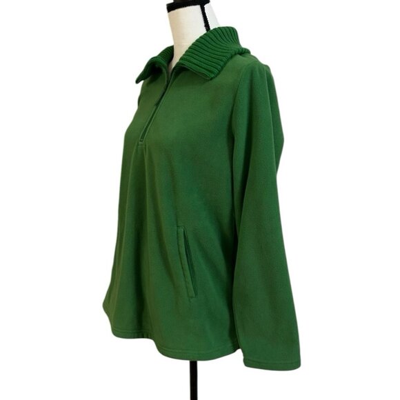D & Co (Denim & Company) Kelly Green Fleece Pull-Over-Medium - Picture 5 of 11